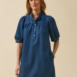 Kurzes Damenkleid aus Denim Baumwolle
