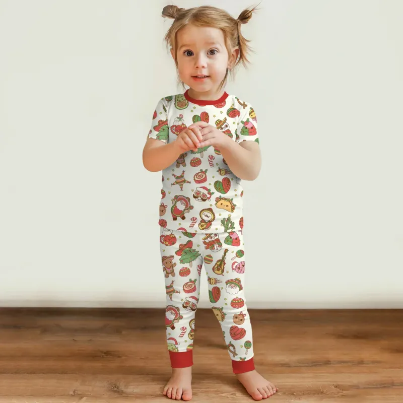 La Fiesta de Navidad Two Piece Short Sleeve Pajama Set , La Fiesta de Navidad Two Piece Short Sleeve Pajama Set - 12-18M / Green