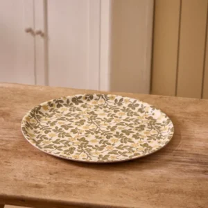 Runde Holzschale mit Blumenmotiv