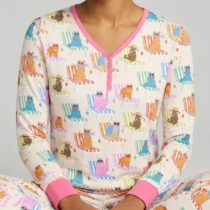 Meow Sunbathing Mommy & Me Matching Bamboo Women Pajama Set