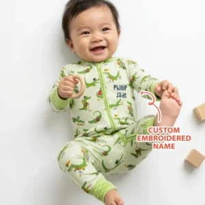 Custom Name Embroidered Alligator Bamboo Convertible Zippy