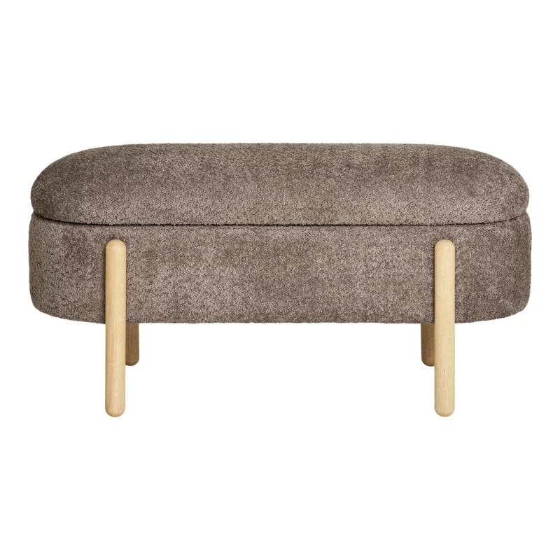 Beistellhocker Bianca Bouclé Braun mit Stauraum