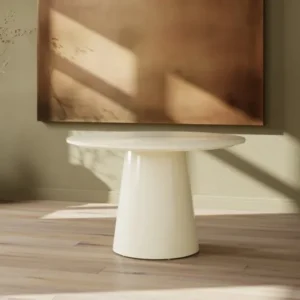 Esstisch Ariana - rund in Beige mit Hochglanzlack