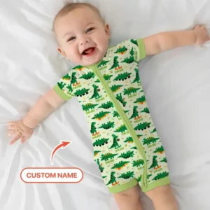 St. Patrick's Day Dinosaurs Custom Bamboo Shorty Zippy