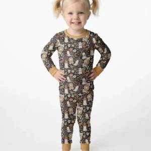 Cute and Spooky Cottage Core Bamboo Two Piece Long Sleeve Pajama Set