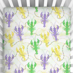 Mardi Gras Crawfish Family Matching Bamboo Fitted Crib Sheet
