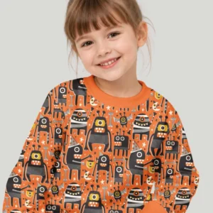 Mid Century Halloween Monster Toss Bamboo Crewneck Sweatshirt