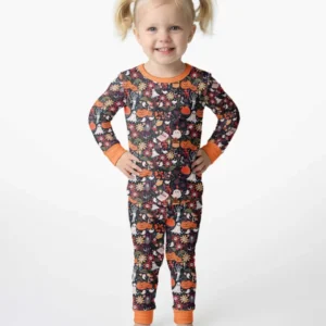 Cottagecore Spooky Garden Bamboo Two Piece Long Sleeve Pajama Set