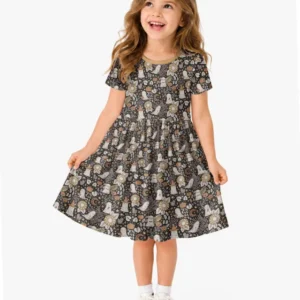 Cute and Spooky Cottage Core Bamboo Twirl Dress