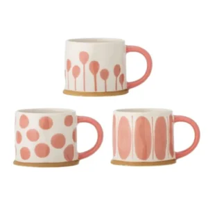 Becher-Set „Linora“ – Roséfarbenes Steingut (3-teilig)