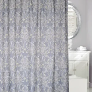 CLASSIC ELEGANCE SHOWER CURTAIN SLUB FABRIC GRY/YELLOW 70" X 72"