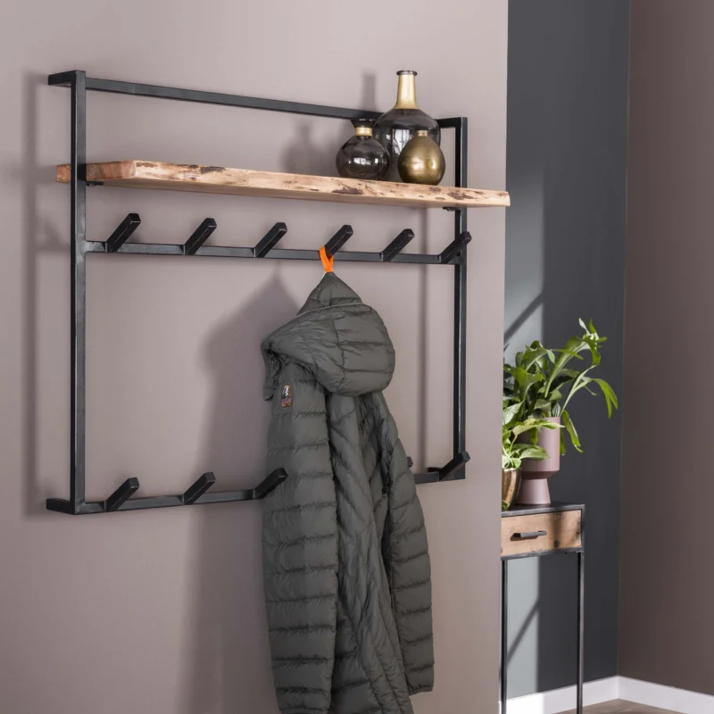 Garderobe Air Solid hoch Hutablage 2x6 Haken / Massiv Akazie