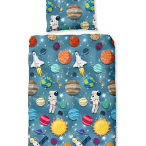 Guten Morgen Flanellen Kinderbecher Cover "Spaceworld" - Blau - Rits