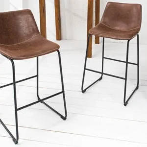 DJANGO Design Barstuhl vintage braun mit Eisengestell