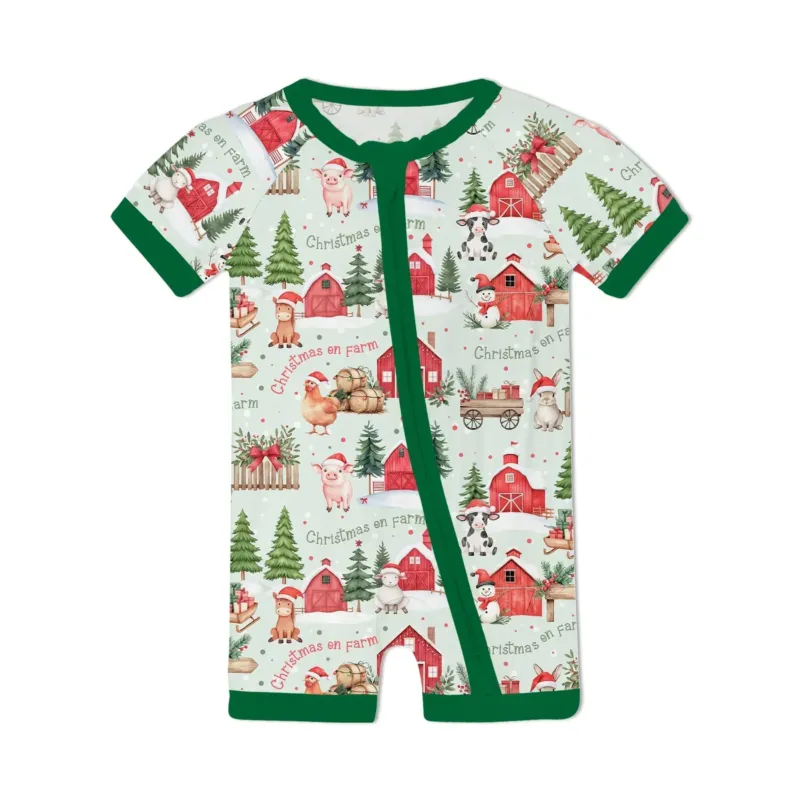 Christmas on Farm Bamboo Shorty Zippy