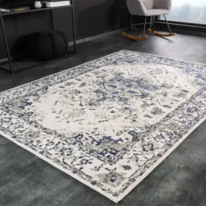 HERITAGE Vintage Teppich 230x160cm beige grau blau verwaschen Used Look