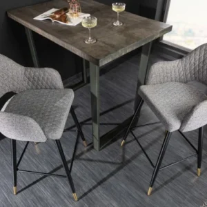 PARIS Design Barhocker mit Ziersteppung und goldene Fußkappen