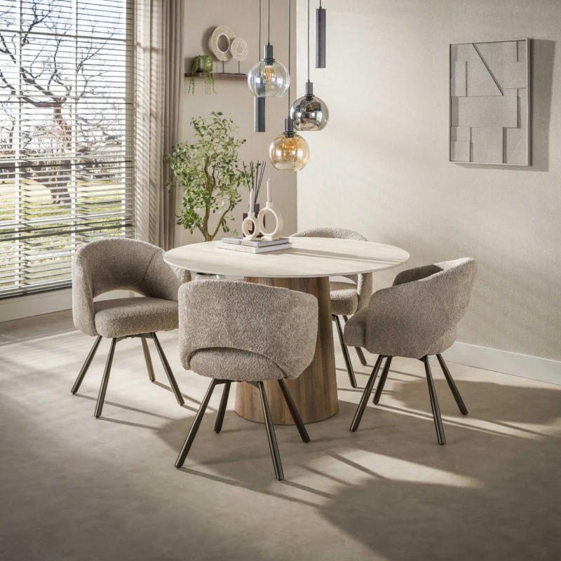 ROMANO CENTRO Esstisch rund Ø120cm / 3D Keramik travertin