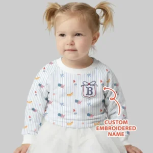 Personalized 4th Of July Embroidered Bamboo Crewneck Sweatshirt