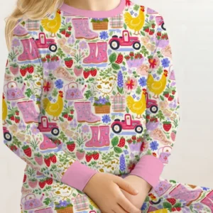 Farm Life Mommy & Me Matching Bamboo Two Piece Long Sleeve Pajama Set