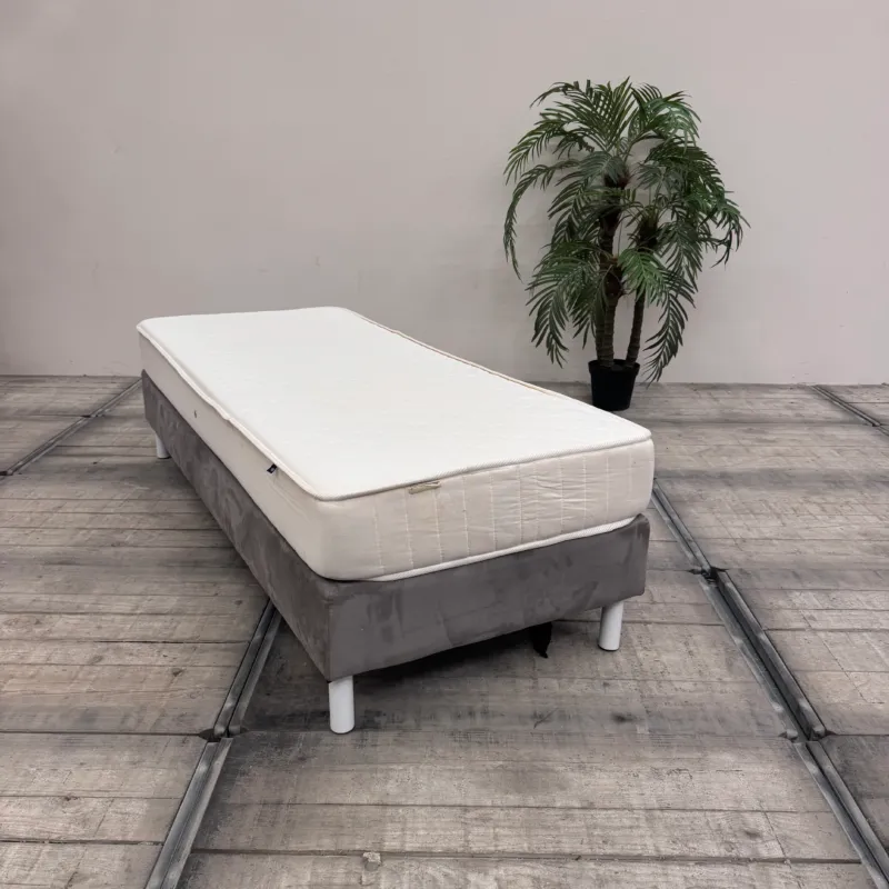 Boxspringbett grau 80x200 inkl Matratze Velours Einzelbett Bett gebraucht