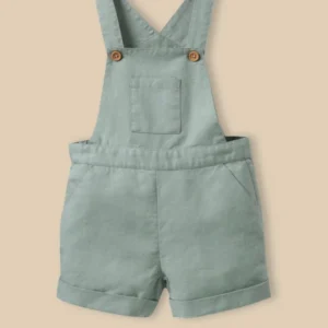 Baby-Latzhose aus Leinen und Baumwolle, kurz