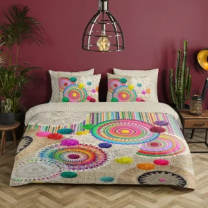 Hip Satin Duvet Cover "Inessa" - Multi - Dubbele instopflap