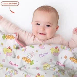 Custom name Happy Easter Bamboo Blanket