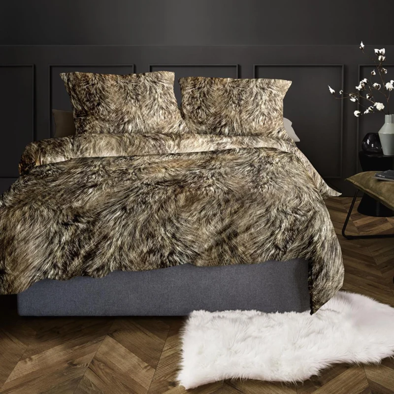 Bettwäsche Flausch Cotton Zobel Braun mit Felloptik 135 x 200 cm