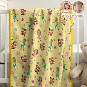 Custom Photo "Best Mom Ever" Doodle Bamboo Blanket
