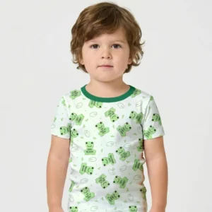 Marzipan Passover Conversation Frogs Bamboo Two Piece Short Sleeve Shorts Pajama Set