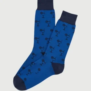 Chaussettes Homme Apéro Bleu Imprimé verres à cocktail 1