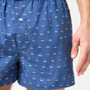 Caleçon avec suspensoir Le Club n°1202 Imprimé cerises multicolores élastique rayé bleu et blanc 1