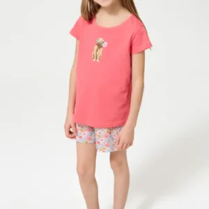Pyjama Enfant Nina Manches courtes Imprimé chien labrador avec fleurs 1