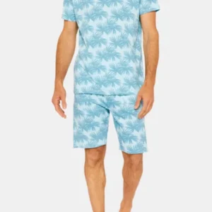 Tee-shirt Homme manches courtes Palmier Bleu 1