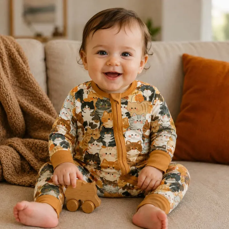 Autumn Cat Gathering Bamboo Convertible Zippy