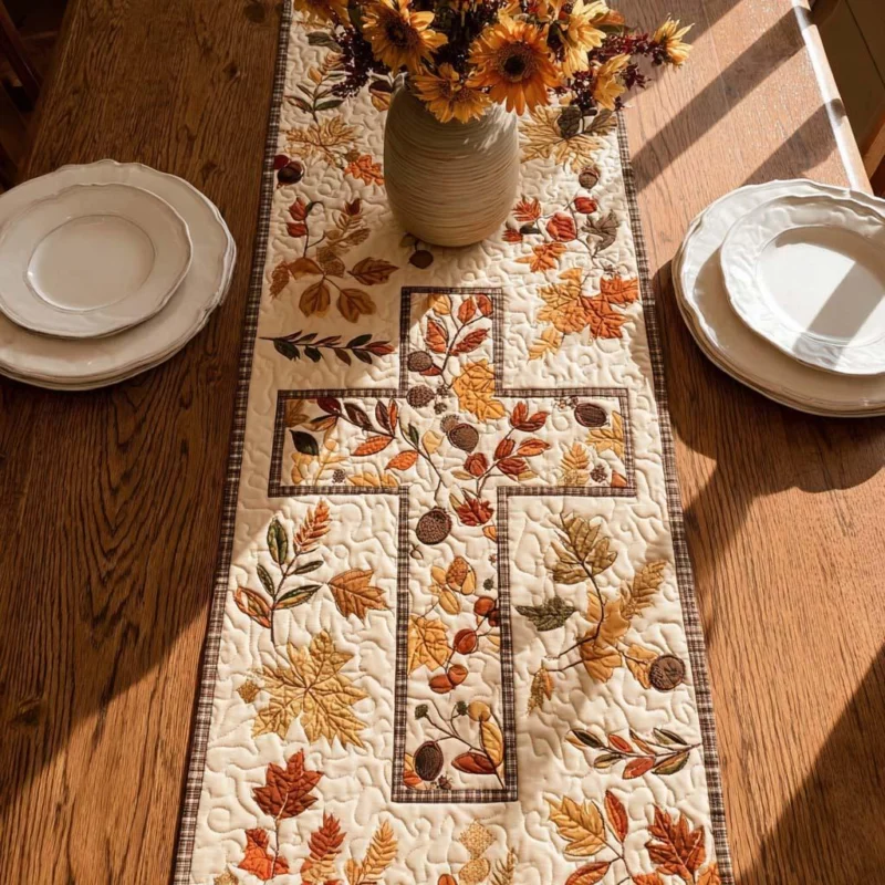 Autumn Leaf Cross Quilt Table Runner