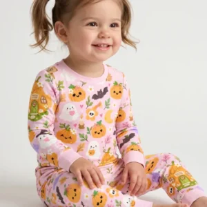 Pumpkin Cottage Ghost Garden Bamboo Two Piece Long Sleeve Pajama Set
