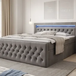 Boxspringbett Menzogna Samt mit LED und Stauraum (2 Schubladen)