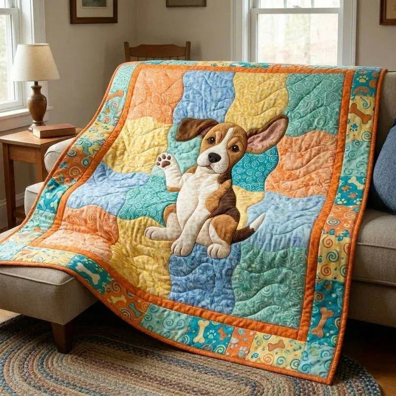 Beagle Say Hi Bamboo Quilt Blanket