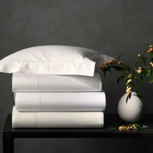 Matouk Milano Hemstitch White Bedding Stack