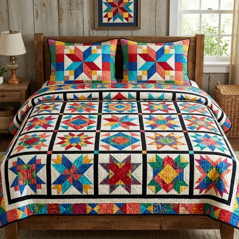 Blazing Star Patchwork Bamboo Quilt Bedding Set