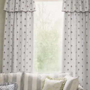 Pair of Cotton Tie-Top Curtains in Blue Floral