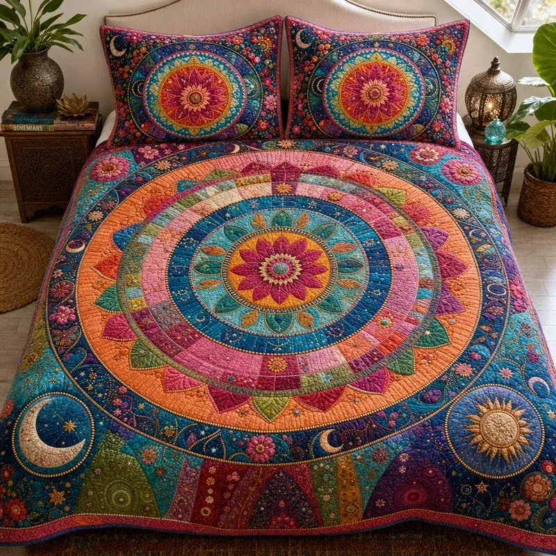 Celestial Wheel Bamboo Quilt Bedding Set