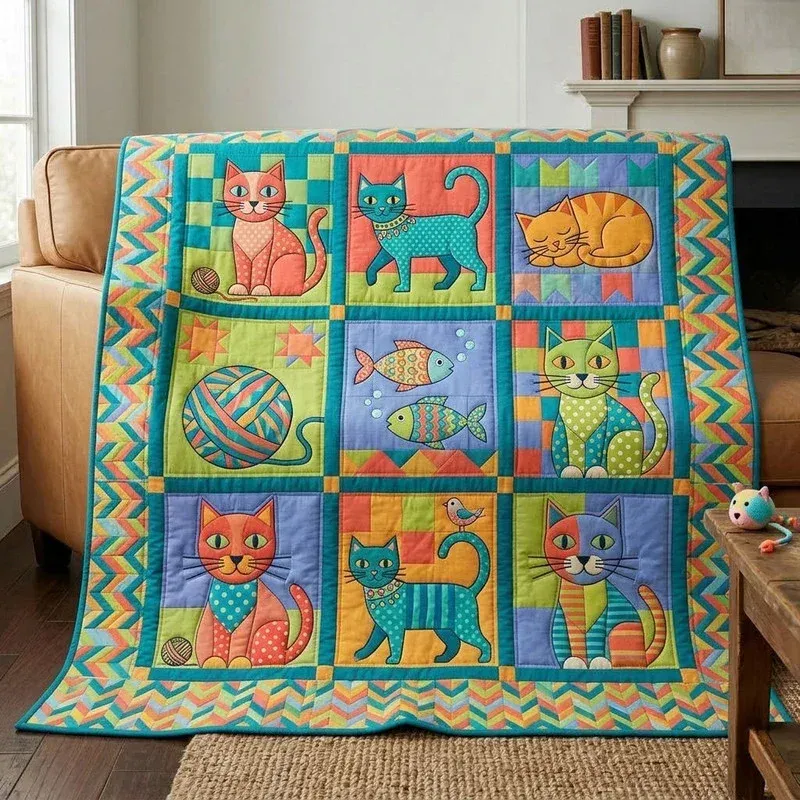Chevron Cat Vibe Bamboo Quilt Blanket