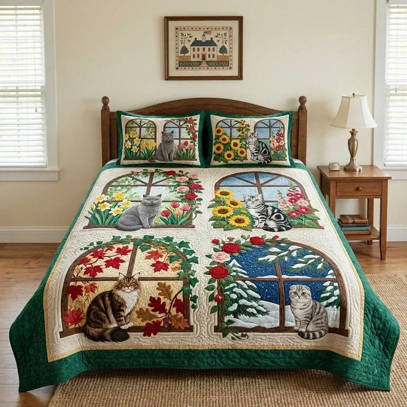 Classic Cat Bamboo Quilt Bedding Set