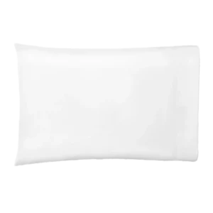 Sferra Giza 45 Corto white sateen pillowcase on white background.