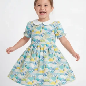 Coastal Road Trip Waves Surf Bamboo Peter Pan Collar Dress