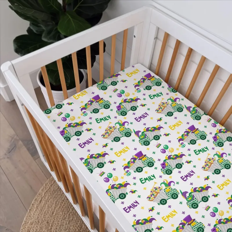 Mardi Gras Trucks Bamboo Fitted Crib Sheet
