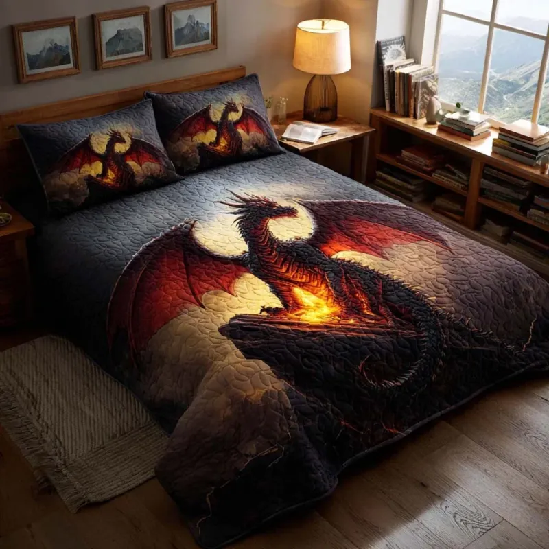 Dragon Kingdom Light Bamboo Quilt Bedding Set